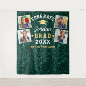 Moderne Groene Afstuderen 4 Fotohokje Achtergrond Wandkleed (Voorkant)