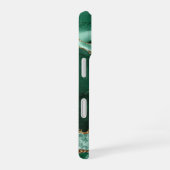 Moderne groene agaat gouden glitterscript monogram iPhone 16 hoesje (Rechterkant)