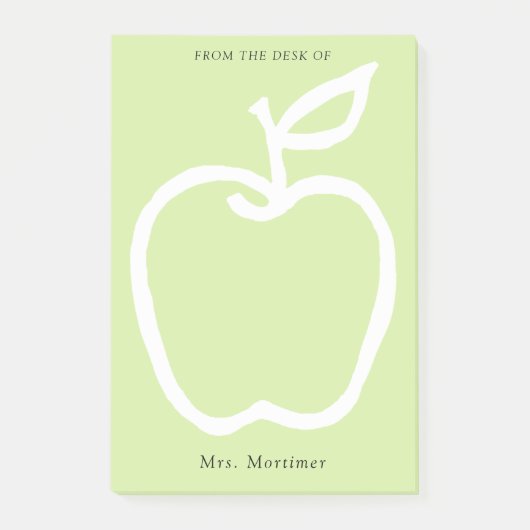 Moderne Groene Appel Leraar Van het Buro van 4 x 6 Post-it® Notes (Voorkant)