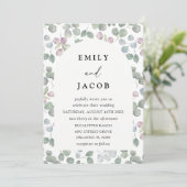Moderne groene aquarel Eucalyptus bruiloft Kaart (Staand voorkant)
