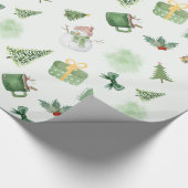 Moderne groene aquarel kerst inpakpapier (Hoek)