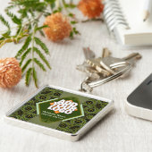 Moderne Groene Artistieke Sleutelhanger (Zijkant)