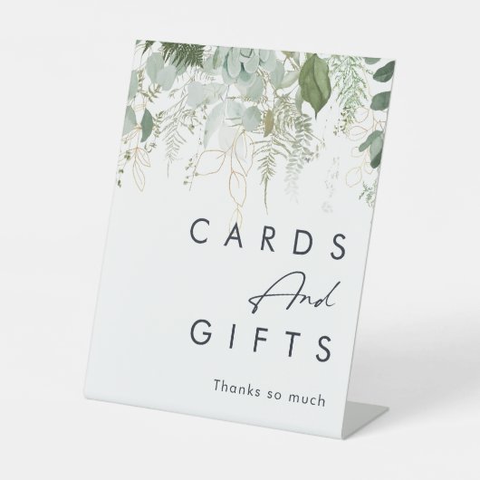 Moderne groene baby shower kaarten en cadeaus reclamebord met voetstuk (Voorkant)