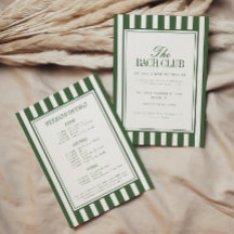 Moderne groene bachelorette-weekend agenda met str