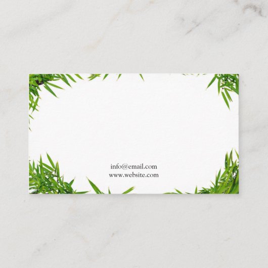 Moderne groene bamboe verlaat massagetherapie visitekaartje (Achterkant)