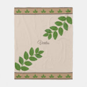 Moderne Groene Bay-bladeren op beige Fleece Deken (Voorkant)