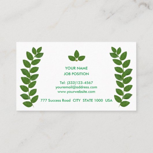 Moderne Groene Bay Bladeren op wit Visitekaartje (Achterkant)