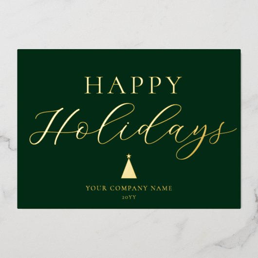Moderne groene bedrijfskorting Kerstdag Goud Folie Feestdagenkaart (Voorkant)
