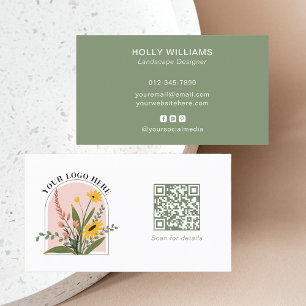 Moderne groene bedrijfslogo QR-code Visitekaartje