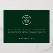 Moderne groene bedrijfsvakantie Goud folie kaart (Achterkant)