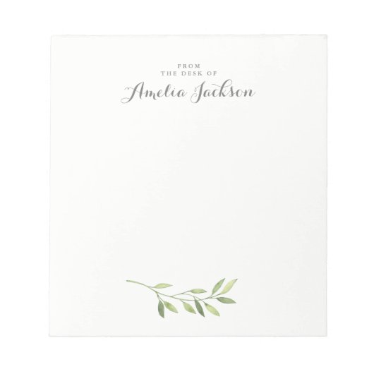 Moderne groene blad persoonlijke briefpapier notitieblok (Voorkant)