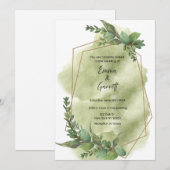 Moderne groene blad trouwuitnodiging kaart (Voorkant / Achterkant)
