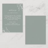 Moderne Groene Blad Tuin Bruiloft Details Informatiekaartje (Voorkant / Achterkant)