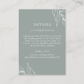 Moderne Groene Blad Tuin Bruiloft Details Informatiekaartje (Voorkant)