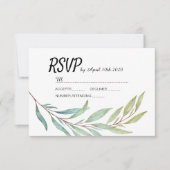 Moderne groene blad waterverf RSVP-kaarten RSVP Kaartje (Voorkant)