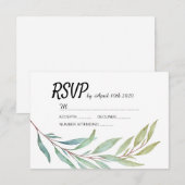 Moderne groene blad waterverf RSVP-kaarten RSVP Kaartje (Voorkant / Achterkant)