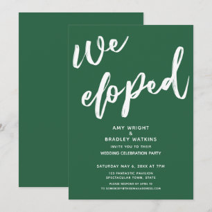 Moderne Groene Blad We Elopeden Trouwreceptie Kaart