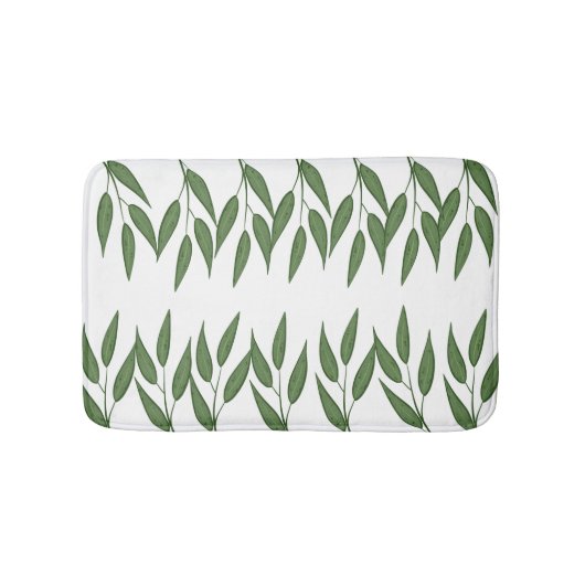 Moderne groene blad wit groen patroon elegant badmat (Voorkant)