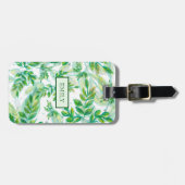 Moderne groene bladeren bagagelabel (Voorkant horizontaal)