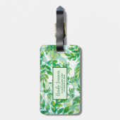 Moderne groene bladeren bagagelabel (Achterkant verticaal)