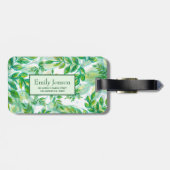 Moderne groene bladeren bagagelabel (Achterkant horizontaal)