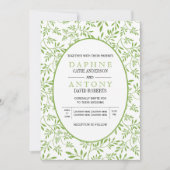 Moderne groene bladeren, bruiloft kaart (Voorkant)