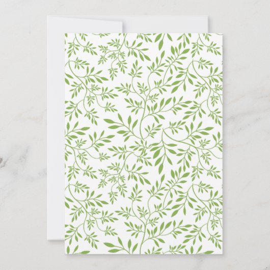 Moderne groene bladeren, bruiloft kaart (Achterkant)