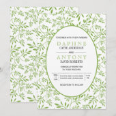 Moderne groene bladeren, bruiloft kaart (Voorkant / Achterkant)