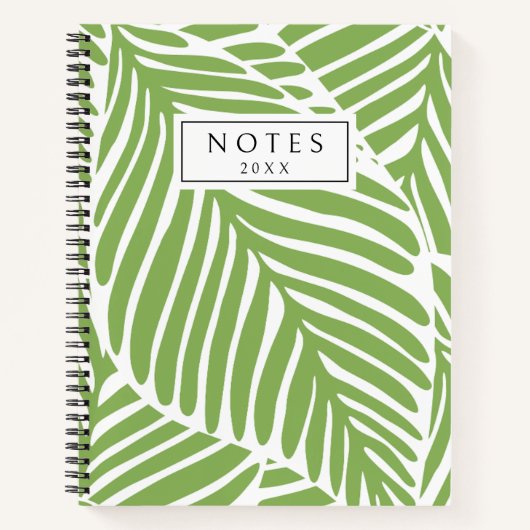 Moderne Groene Bladeren Custom Notitieboek (Voorkant)