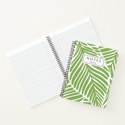 Moderne Groene Bladeren Custom Notitieboek (Binnen)