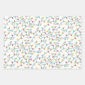 Moderne groene bladeren en kerstverlichting inpakpapier vel (Voorkant 3)