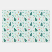 Moderne groene bladeren en kerstverlichting inpakpapier vel (Voorkant 2)