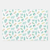 Moderne groene bladeren en kerstverlichting inpakpapier vel (Voorkant)