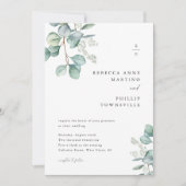 Moderne Groene Bladeren Eucalyptus Bruiloft Kaart (Voorkant)