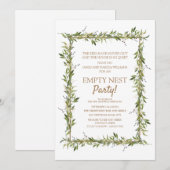 Moderne groene bladeren Gouden Empty Nest-feest Kaart (Voorkant / Achterkant)