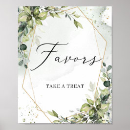 Moderne groene bladeren gouden geometrische gunste poster