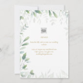 Moderne groene bladeren Huwelijk Bewaar datum QR-c Kaart (Achterkant)
