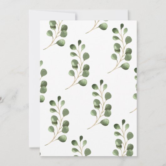 Moderne groene bladeren monogram bruiloft kaart (Achterkant)