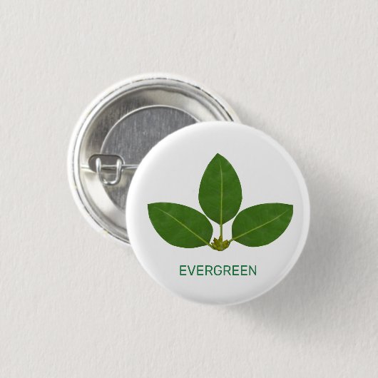 Moderne groene bladeren op wit ronde button 3,2 cm (Voorkant /achterkant)