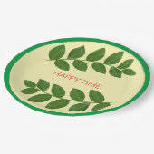 Moderne groene bladeren papieren bordje (Gekanteld)