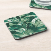 Moderne groene bladeren patroon bier onderzetter (Linkerzijde)