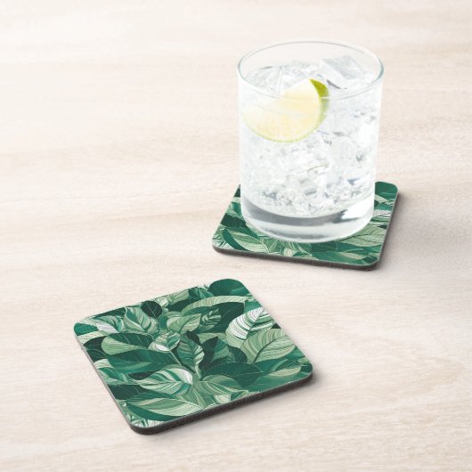 Moderne groene bladeren patroon bier onderzetter (Rechterzijde)