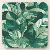 Moderne groene bladeren patroon bier onderzetter (Voorkant)
