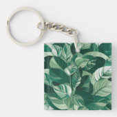 Moderne groene bladeren patroon sleutelhanger (Voorkant)