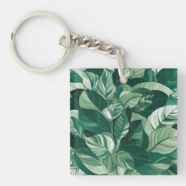 Moderne groene bladeren patroon sleutelhanger