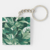 Moderne groene bladeren patroon sleutelhanger (Achterkant)