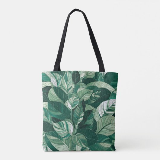 Moderne groene bladeren patroon tote bag (Achterkant)