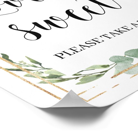 Moderne groene bladeren succulent liefde is zoet poster (Hoek)