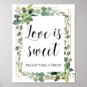 Moderne groene bladeren succulent liefde is zoet poster (Voorkant)