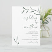 Moderne groene bladnamen calligraphy bruiloft kaart (Staand voorkant)